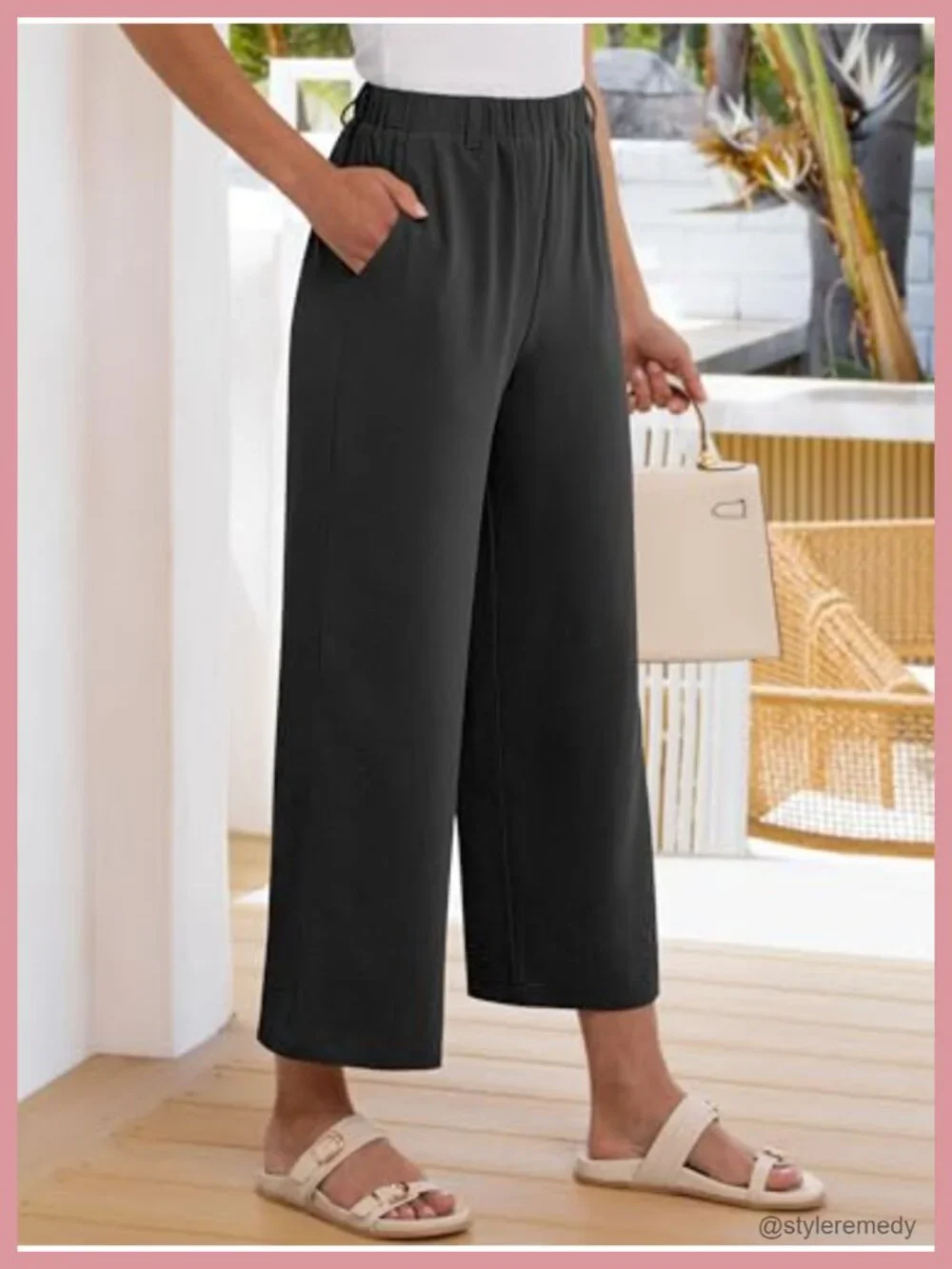 Women's Wide Leg Palazzo Pants, Lightweight Casual Pull-On with Pockets